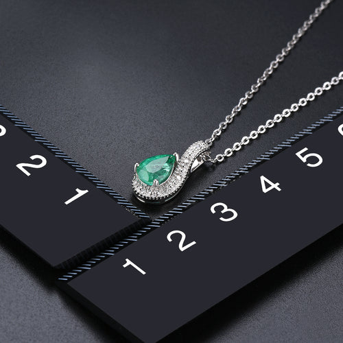 Pear Shape Emerald Pendant in Silver
