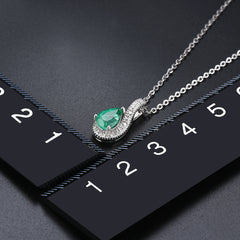 Pear Shape Emerald Pendant in Silver.