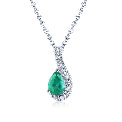 Pear Shape Emerald Pendant in Silver