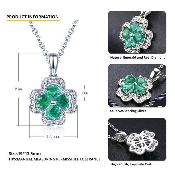 Four heart Shape Emerald Stone Pendant in Silver