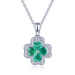 Four heart Shape Emerald Stone Pendant in Silver