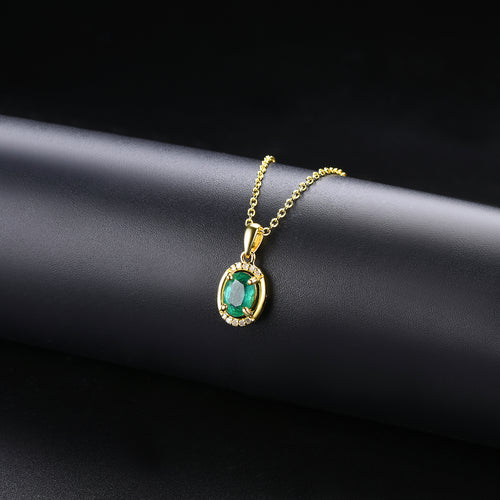 Oval Emerald and Diamond Pendant