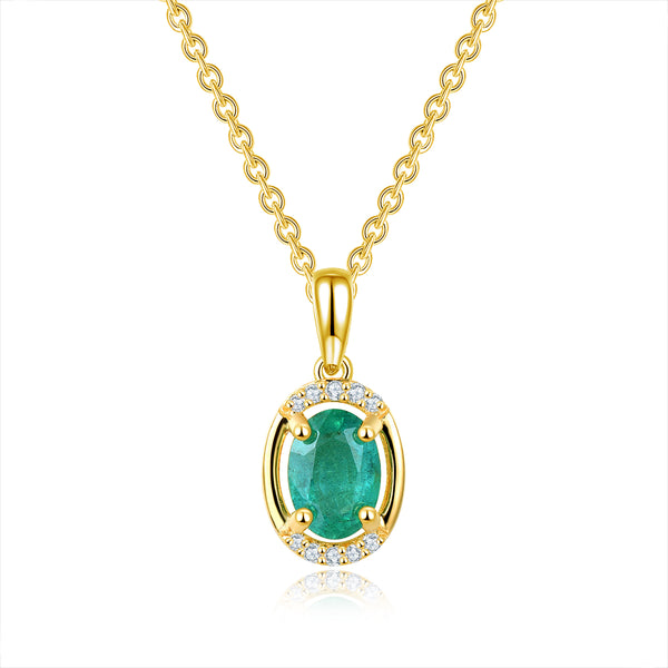 Oval Emerald and Diamond Pendant