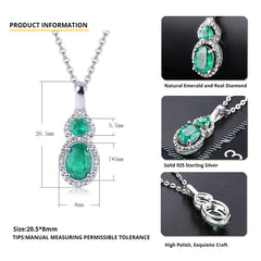 Ovel Shape Emerald Stone Pendant in Silver.