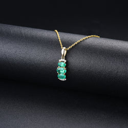 Three Oval Shape Emerald Stones Necklace