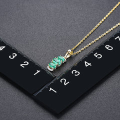 Three Oval Shape Emerald Stones Necklace