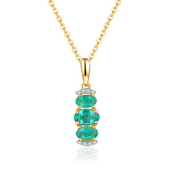 Three Oval Shape Emerald Stones Necklace