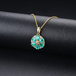 Gold Emerald and Diamond Necklace