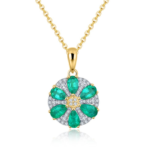 Gold Emerald and Diamond Necklace