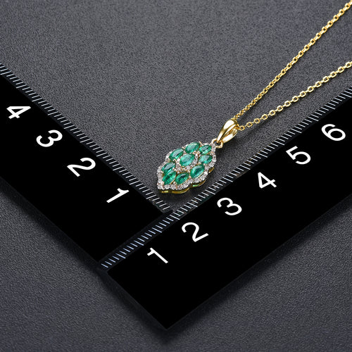 Marquise Shape Emerald and Diamond Necklace