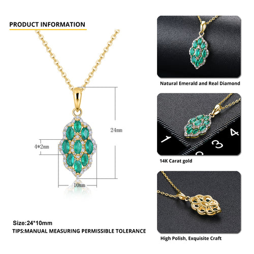 Marquise Shape Emerald and Diamond Necklace