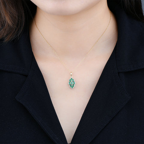 Marquee Shape Emerald and Diamond Necklace.