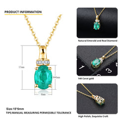 Gold Oval Emerald Pendant with Diamond