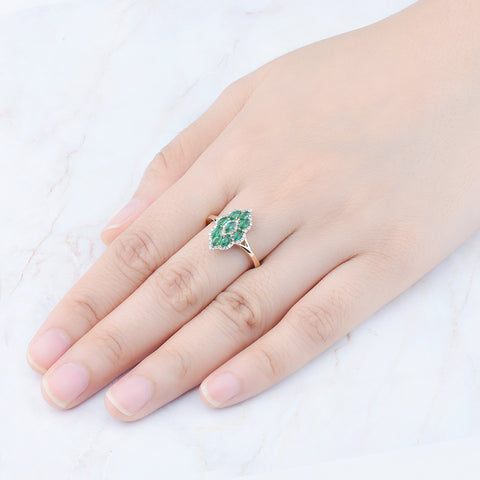 Marque Shape Emerald Ring.