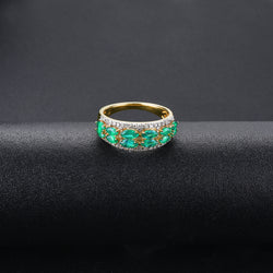 Natural Emerald Wedding Ring For Women (14K Yellow Gold | Diamond)