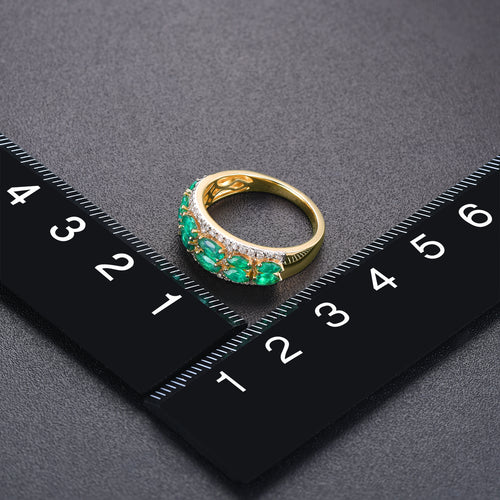 Natural Emerald Wedding Ring For Women (14K Yellow Gold | Diamond)