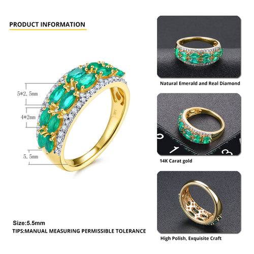 Natural Emerald Wedding Ring For Women (14K Yellow Gold | Diamond)