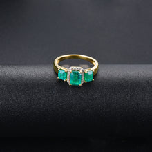 Load image into Gallery viewer, Three Octagon Emerald Stones Ring
