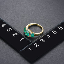 Load image into Gallery viewer, Three Octagon Emerald Stones Ring
