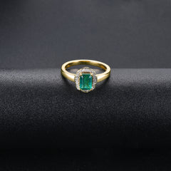Gold Emerald and Diamond Ladies Ring