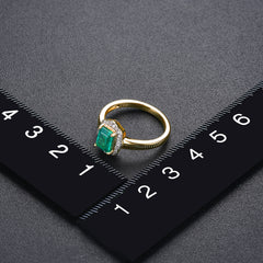 Gold Emerald and Diamond Ladies Ring