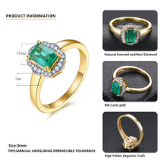 Gold Emerald and Diamond Ladies Ring