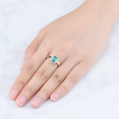Gold Emerald and Diamond Ladies Ring